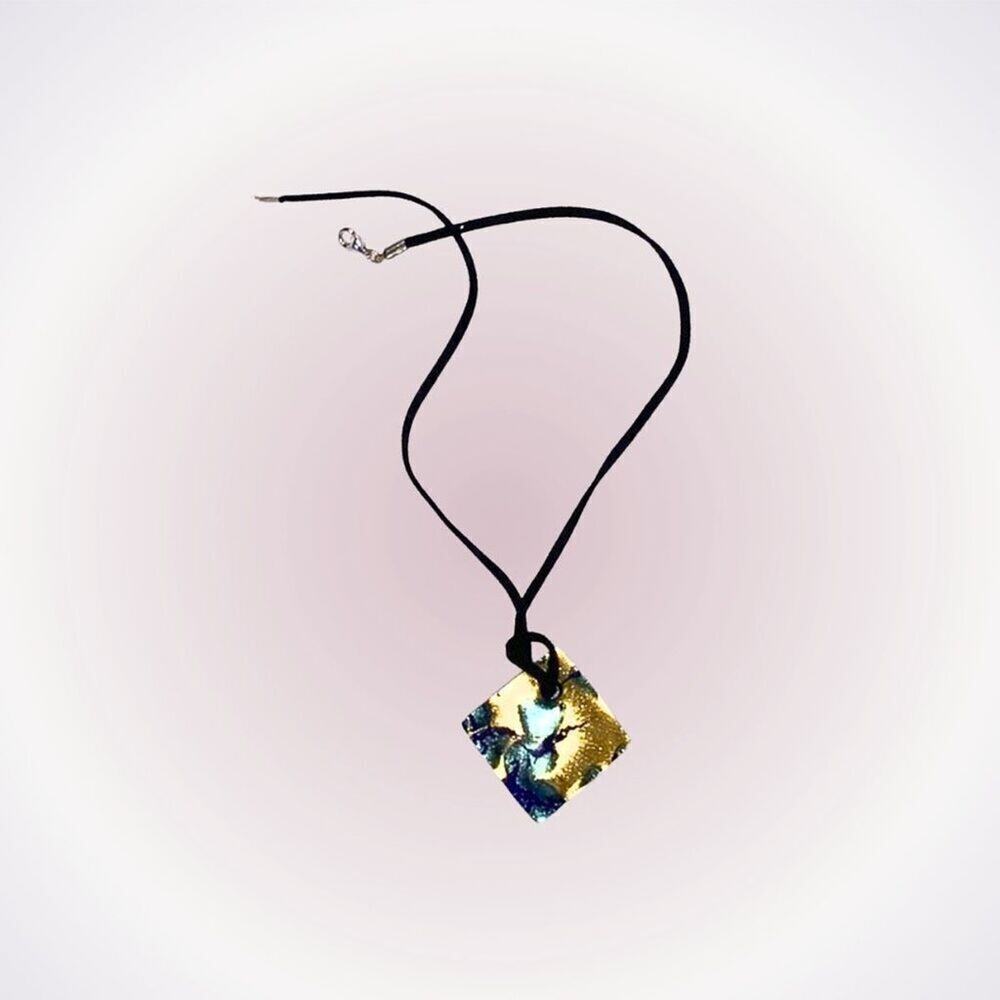 Artisan Square Glass Pendant Necklace | Sz OS